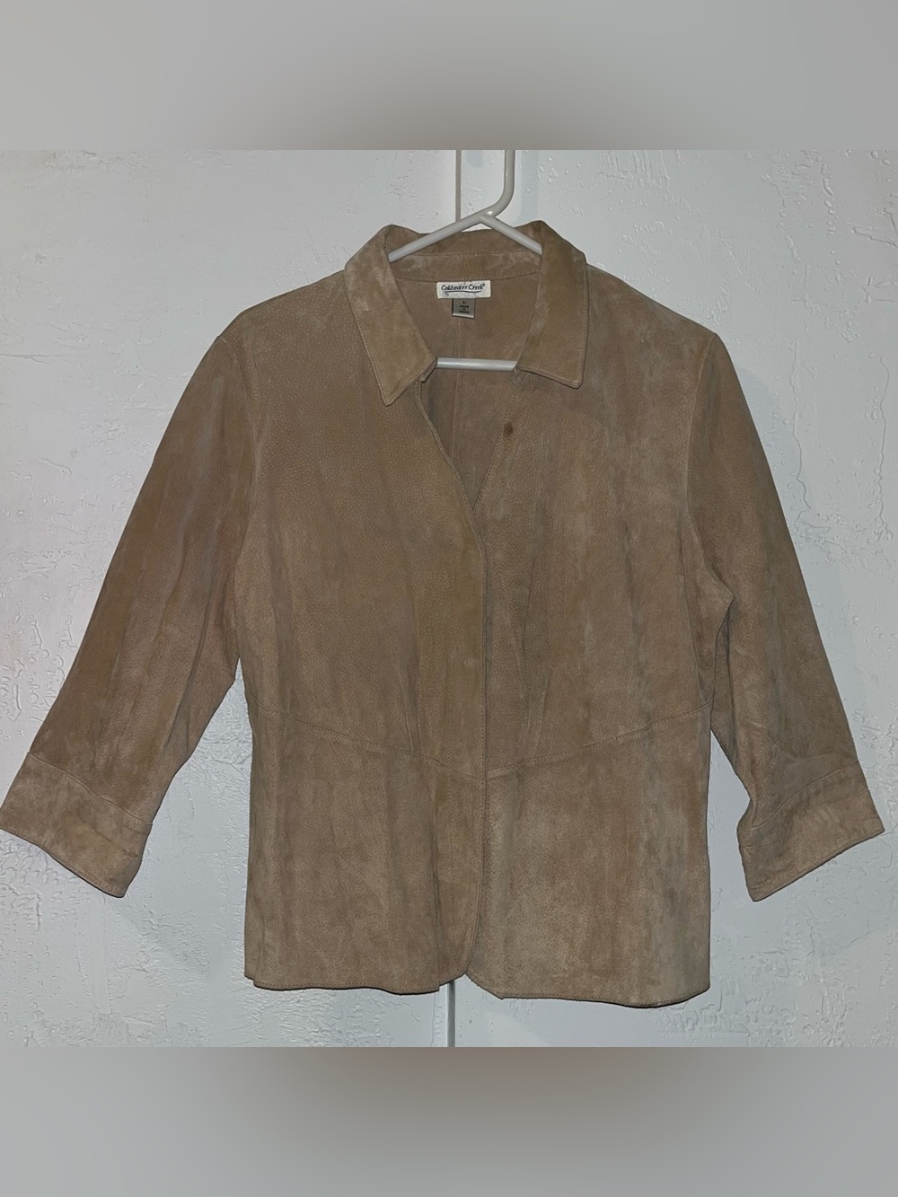 Coldwater Creek 3/4 Sleeve Tan Suede Leather Jacket
